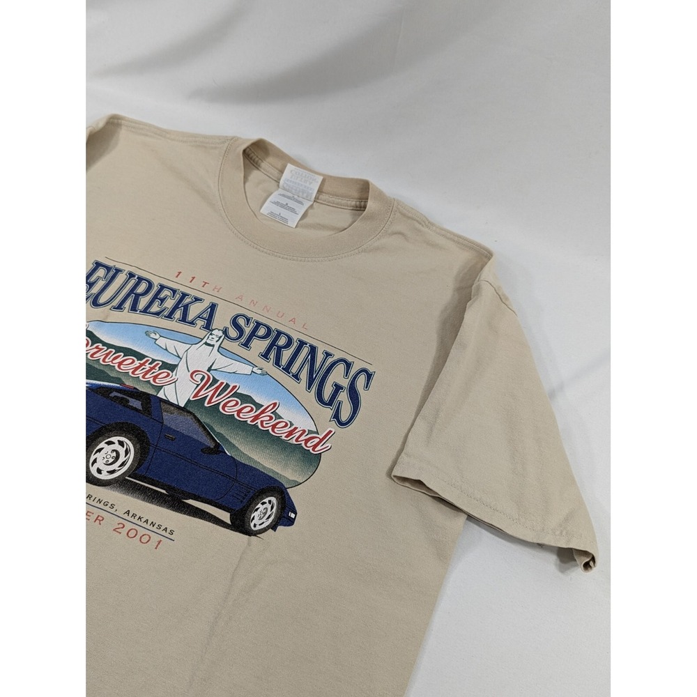 Vintage Corvette Weekend Eureka Springs T-Shirt Large Gray Graphic-Tee 2001